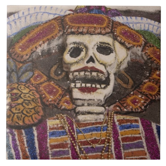 Carreau En Céramique Mexique, Oaxaca. Tapisserie de sable (tapete de ar (Devant)