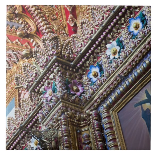 Carreau En Céramique Mexique, Queretaro. Détail à l'intérieur d'un cath (Devant)