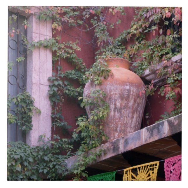 Carreau En Céramique Mexique, San Miguel de Allende, Ivy, pot d'argile, (Devant)