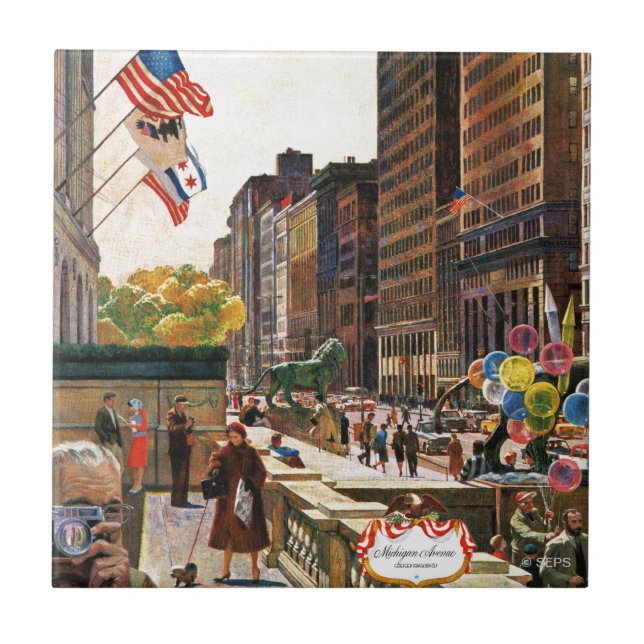 Carreau En Céramique Michigan Avenue, Chicago par John Falter (Devant)
