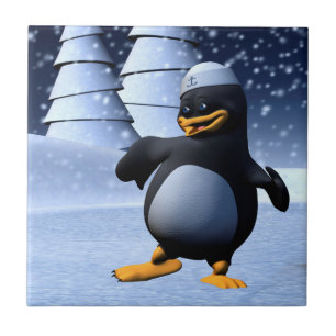 Carreau En Céramique Mignon pingouin marin d'hiver Art de vacances enne
