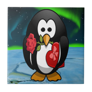Carreau En Céramique Mignonne Saint Valentin Pingouin Drôle Drôle Carto