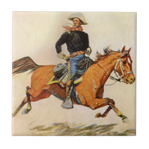Carreau En Céramique Militaire Vintage, Un Officier de Cavalerie par Re