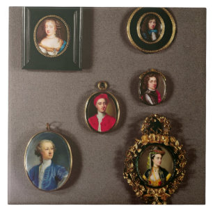 Carreau En Céramique Miniatures de LtoR, TtoB : Frances Teresa Stuart,