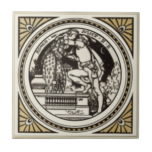 Carreau En Céramique Minton Shakespeare Romeo & Juliet Tile 1870 Repro