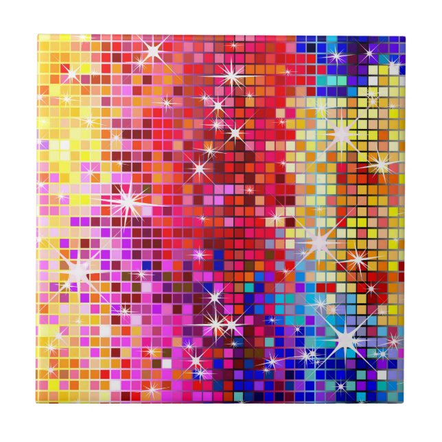 Carreau En Céramique Miroir Disco Coloré (Devant)