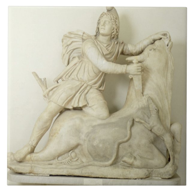 Carreau En Céramique Mithras sacrifiant Taureau, soulagement de marbre, (Devant)