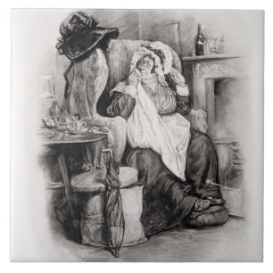Carreau En Céramique Mme Gamp, de 'Charles Dickens : Un bavardage au