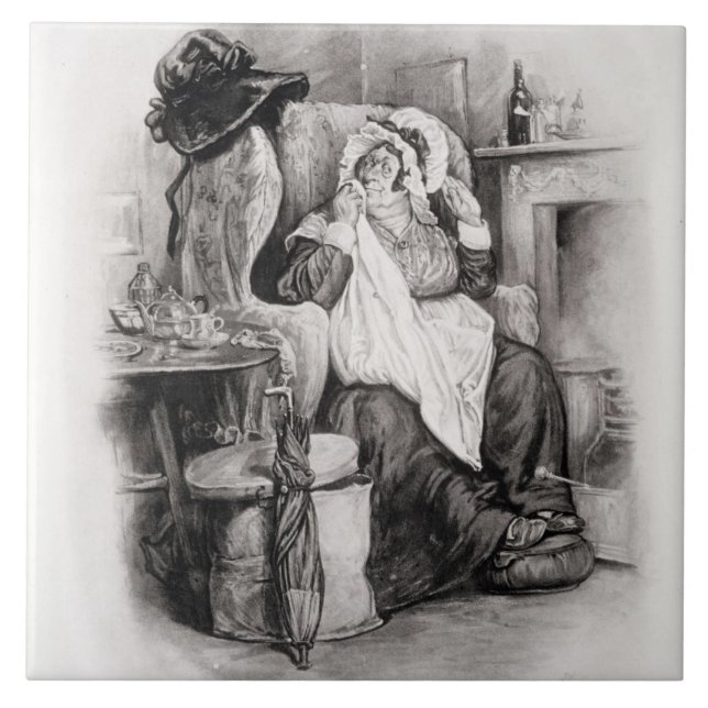 Carreau En Céramique Mme Gamp, de 'Charles Dickens : Un bavardage au (Devant)