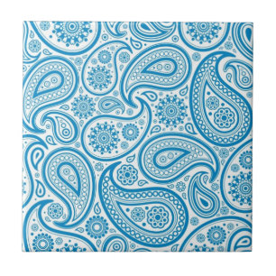 Carreau En Céramique Modèle bleu et blanc Vintage Paisley Damask