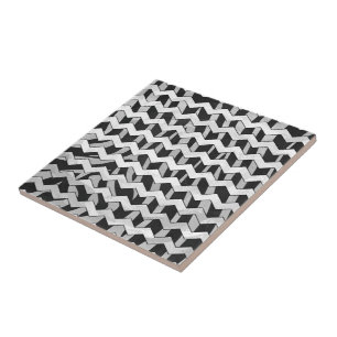 Carreau En Céramique Modèle Chevron noir et gris Zebra