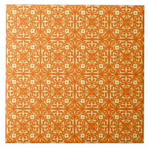 Carreau En Céramique Modèle Damas médiéval, mandarin orange