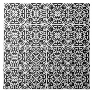 Carreau En Céramique Modèle Damas médiéval, noir et blanc