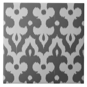 Carreau En Céramique Modèle marocain Ikat Damask, nuances de gris