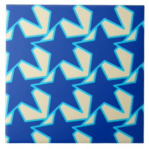 Carreau En Céramique Moderne Star Géométrique - bleu cobalt et taupe