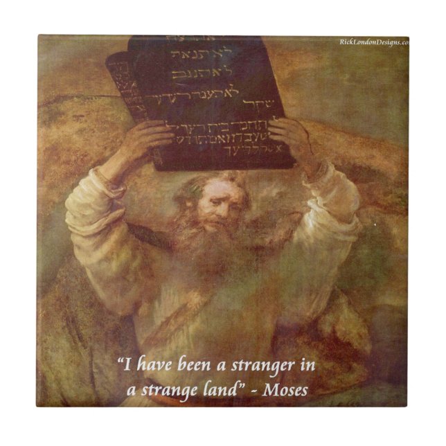 Carreau En Céramique Moïse de Rembrandt & Citation Biblique (Devant)