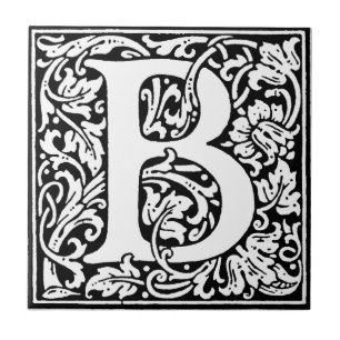 Carreau En Céramique Monogramme B initial. Nom customisé Modèle floral