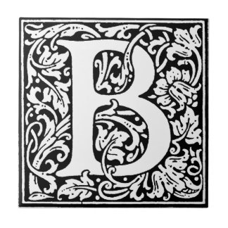 Carreau En Céramique Monogramme B initial. Nom customisé Modèle floral