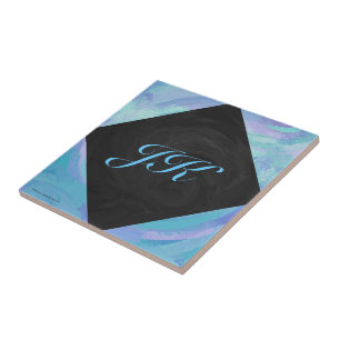 Carreau En Céramique Monogramme bleu glacier
