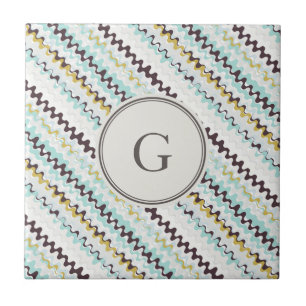 Carreau En Céramique Monogramme coloré mignon de motif d'abrégé sur