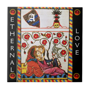 Carreau En Céramique MONOGRAMME D'AMOUR ÉTERNEL, Jeu rouge noir