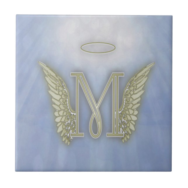 Carreau En Céramique Monogramme d'ange de la lettre M (Devant)