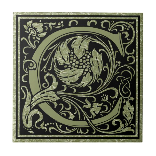 Carreau En Céramique Monogramme de lettre de la lettre C premier (Devant)