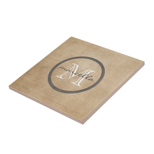 Carreau En Céramique Monogramme de toile de jute (Côté)