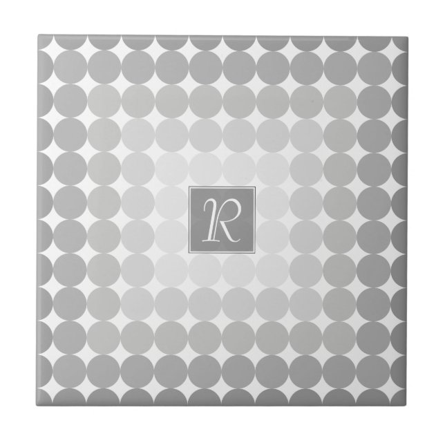 Carreau En Céramique Monogramme des cercles gris modernes (Devant)