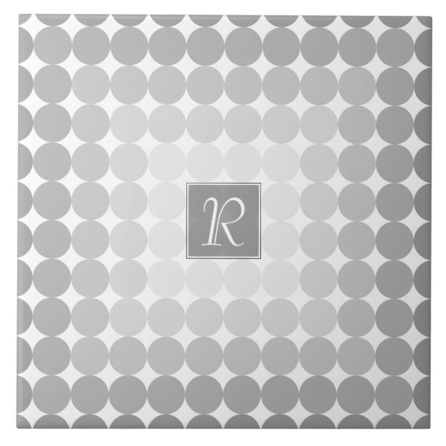 Carreau En Céramique Monogramme des cercles gris modernes (Devant)