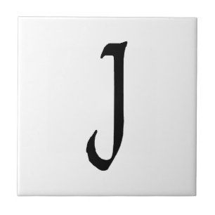 Carreau En Céramique Monogramme "J", texte Quill