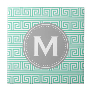 Carreau En Céramique Monogramme Moderne Monnaie grecque Motif clé