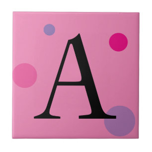 CARREAU EN CÉRAMIQUE MONOGRAMME ROSE POLKA TITRE POT