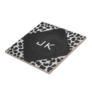 Carreau En Céramique Monographie dalmate noir et blanc