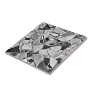 Carreau En Céramique Mosaic Terrazzo Gris Blanc Noir Motif