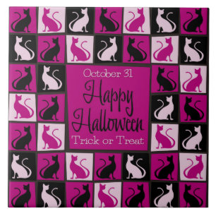 Carreau En Céramique Mosaïque de chat d'Halloween