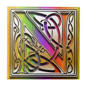 Carreau En Céramique Mosaïque de monogramme personnalisé N Celbow Rai