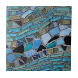 Carreau En Céramique Mosaïque de verre bleu de la mer