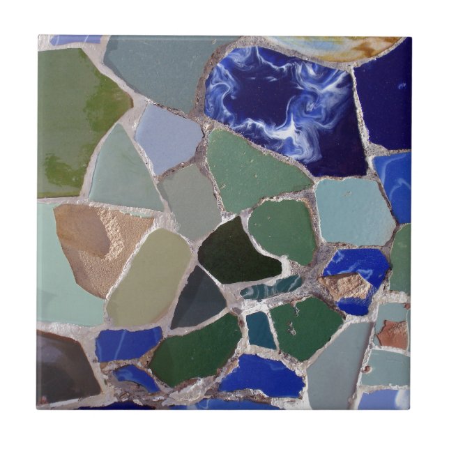 Carreau En Céramique Mosaïques de bleu d'Antoni Gaudi (Devant)