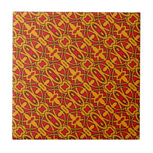 Carreau En Céramique Motif à main orange et rouge