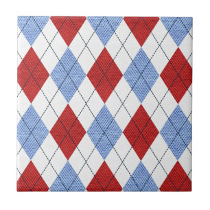 Carreau En Céramique Motif à motifs de losanges bleu et rouge mignon de