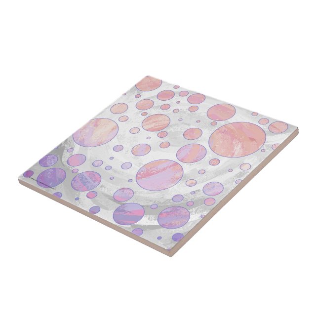 Carreau En Céramique Motif à points rose clair (Côté)