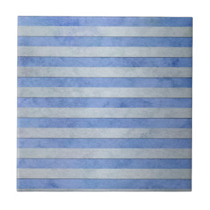 Carreau En Céramique Motif à rayures aquarelle bleu clair et gris