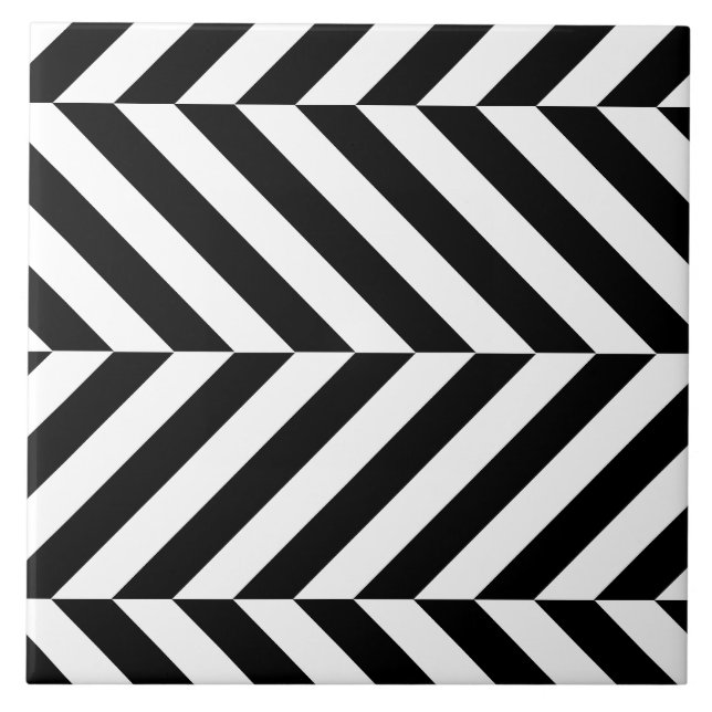 Carreau En Céramique motif à rayures noir et blanc (Devant)