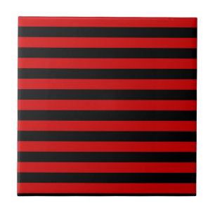 Carreau En Céramique Motif à rayures noires et rouges gras