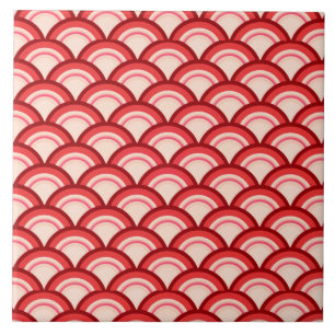 Carreau En Céramique Motif à vagues Art déco - corail rouge et rose