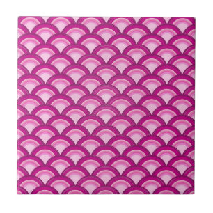 Carreau En Céramique Motif à vagues Art déco - magenta et rose