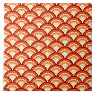 Carreau En Céramique Motif à vagues Art déco - mandarine orange
