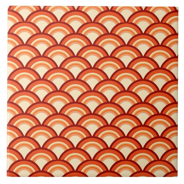 Carreau En Céramique Motif à vagues Art déco - mandarine orange (Devant)