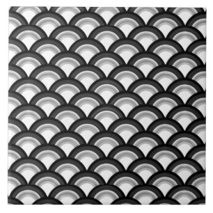 Carreau En Céramique Motif à vagues Art déco - noir et blanc